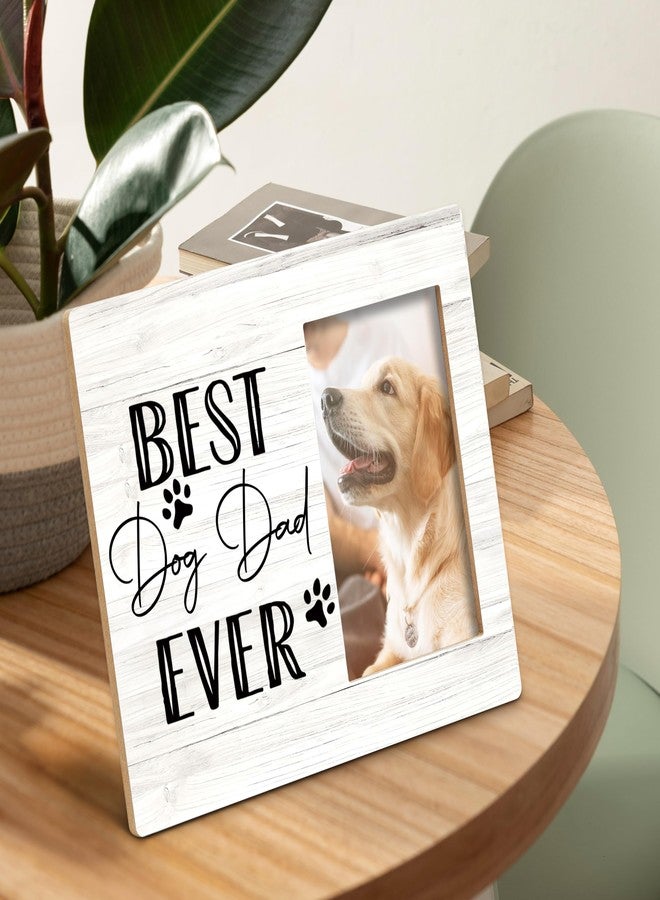 SRADMO Dog Dad Gifts - Best Dog Dad Ever 10x8 inch Wooden Tabletop Photo Frame - Image 2